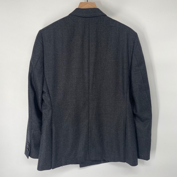 Banana Republic Glen Plaid Men 40S Wool Super 120s Double Breasted Blazer Gray - Picture 4 of 12